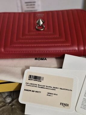 Fendi Zip-Around Wallet in Red Nappa Leather